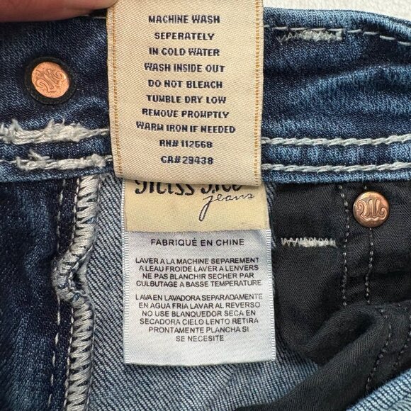 MissMe Womens Flare Jeans Size28 Denim Mid-RiseJP5443F4 Embellished Back Pockets - Picture 6 of 11